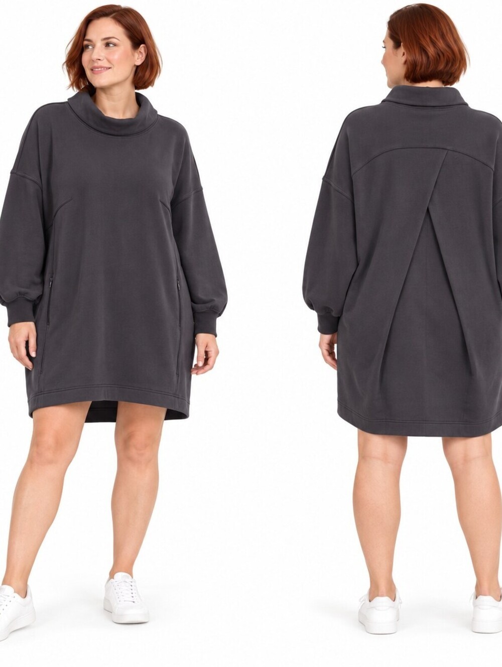 Lululemon Size 14 Modal-Blend Turtleneck Tunic Charcoal Pleated Back
